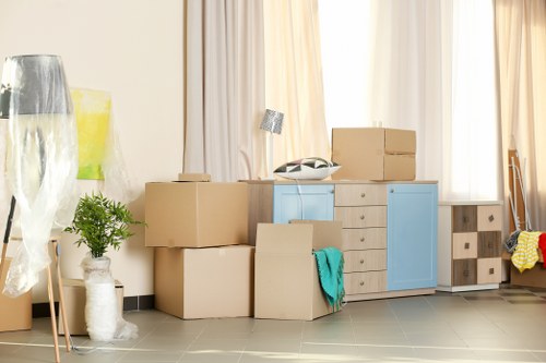 Local removals van and moving boxes in Eastbedfont