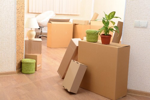 Packed boxes and seasonal items for student storage in Eastbedfont